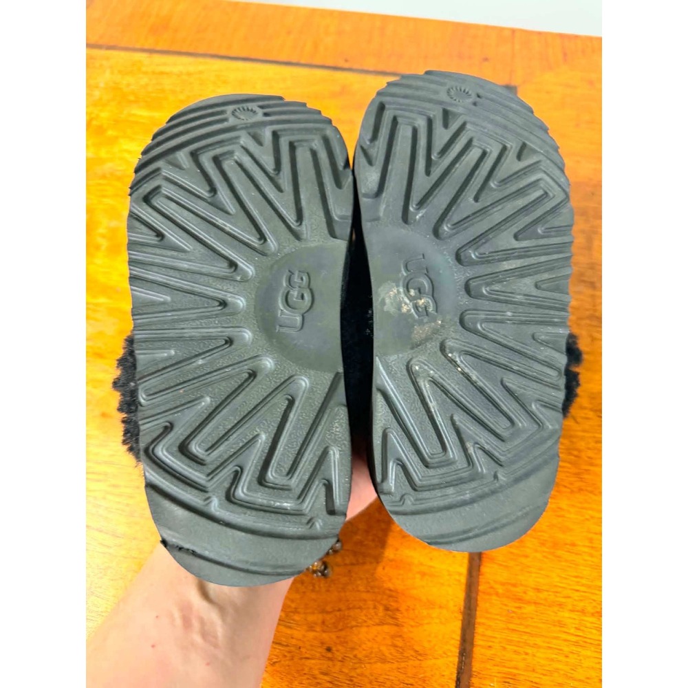 UGG Kids 11 Black Funkette Slipper Platform Suede Sheepskin 1130395K - Picture 5 of 6